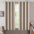 MIULEE Linen Textured Curtains for Bedroom Solid 100% Blackout Thermal Insulated Taupe Grommet Room Darkening Curtains & Drapes Luxury Decor for Living Room Nursery 52 x 63 Inch (2 Panels)