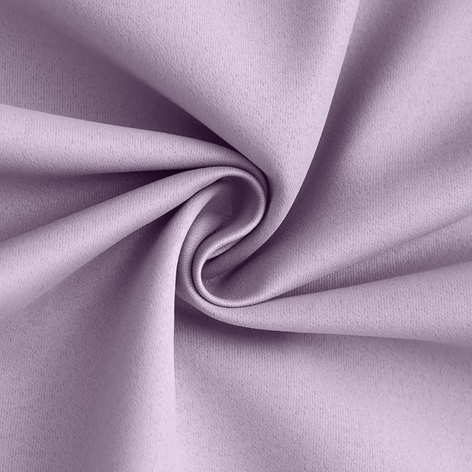 Yakamok 100% Blackout Curtain Panels 84 inches Cold and Light Blocking Drapes for Nursery, 2 Thick Layers Thermal Insulated Draperies (2 Pieces, 50 Wide Each Panel, Lilac Front with White Backing)