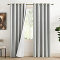 NICETOWN Grey Living Room Completely Shaded Linen Draperies, 2 Pieces, W62 x L72, Privacy Protection & Noise Reducing Ring Top Drapes, White Lined Insulated Window Treatment Curtain Panels