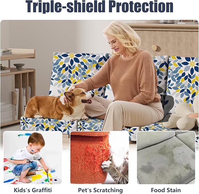 8Pcs Stretch Patio Cushion Covers, Outdoor Couch & Sofa Replacement Slipcovers for Patio Furniture Cushion Covers, Washable Reusable Furniture Protector