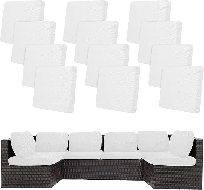 12Pcs Stretch Patio Cushion Covers,Outdoor Couch Covers Replacement,Outdoor Couch & Sofa Slipcovers,for Patio Furniture Cushion Covers,Washable Reusable Furniture Protector (Jade White,Cover Only)