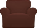Easy-Going Stretch Chair Sofa Slipcover 1-Piece Couch Sofa Cover Furniture Protector Soft with Elastic Bottom for Kids, Pet. Spandex Jacquard Fabric Small Checks (Chair, Coffee)