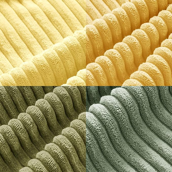 MIULEE Boho Farmhouse Yellow Green Throw Pillow Covers 18x18 Inch Set of 4 Mordern Nordic Cushion Covers Soft Corduroy Spring Home Decor for Couch Bed Sofa Living Room