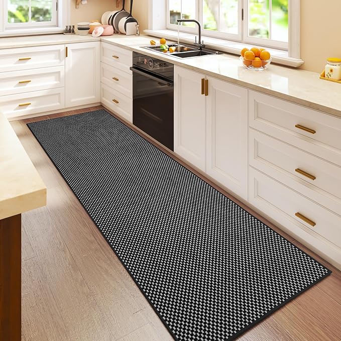 YDKGL 2x6 ft Kitchen Runner Rug Mat Non Slip Boho Woven Hallway Runner Washable, Soft Long Entryway Laundry Hall Floor Runners Rugs Carpet for Indoor Backdoor Bedroom Kitchen Living Room, Black