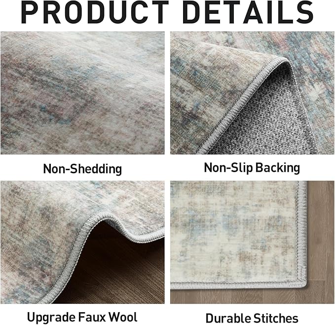 2'6''x8' Runner Rugs Washable Rug: Modern Abstract Hallway Runner Rug Indoor Soft Low Pile Thin Carpet Anti-Skid Non-Shedding Carpets for Kitchen, Entryway, Laundry, Bedroom - Multi Color