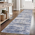 KOZYFLY Modern Abstract Hallway Runner Rug, 2.6x8 Washable Rug Runner Non-Slip Soft Striped Kitchen Runner Rugs, Print Grey Blue Carpet Runner for Entryway Bathroom Laundry Room Foyer