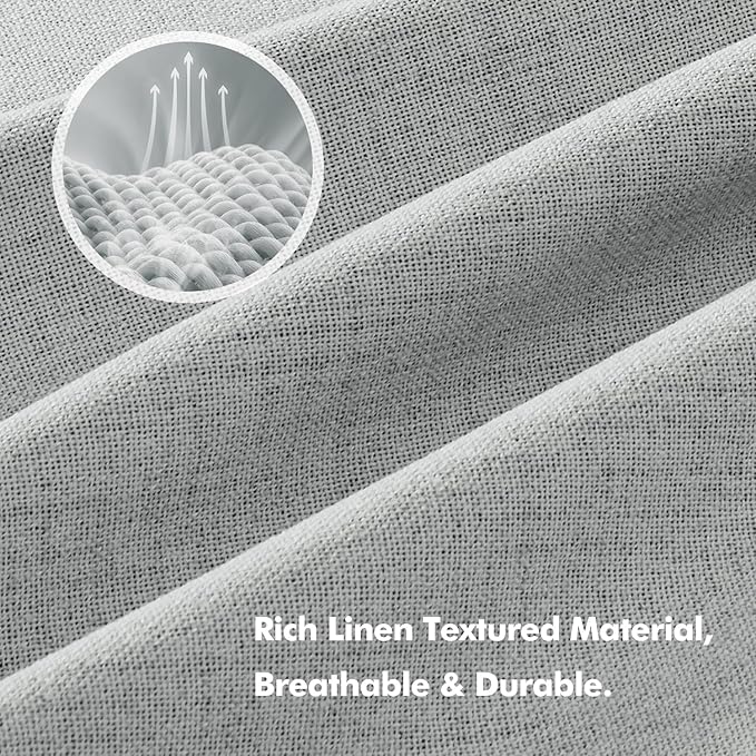 MIULEE 100% Blackout Linen Curtains for Bedroom, Grey Solid Luxury Decor Thermal Insulation Room Darkening Drapes for Living Room Nursery Back Tab Rod Pocket 42 x 84 Inches, 2 Panels