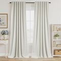 RYB HOME Ivory White 100% Blackout Curtains for Bedroom, Linen Drapes Back Tab&Rod Pocket, Thermal Insulated Privacy Assurd Curtains for Sliding Glass Doors/Dining/Living Room, W52 x L90, 2 Panels