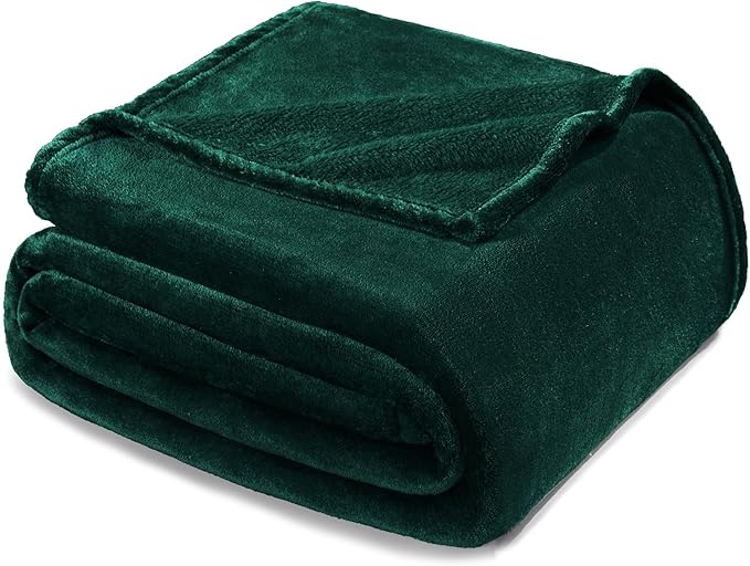 Exclusivo Mezcla Fleece Blanket Twin Size for Bed, Super Soft and Warm, All Season, Cozy, Plush, Lightweight, 60x80 Inches Forest Green