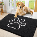 Smiry Dog Door Mat for Muddy Paws, Absorbent Dirt Trapper Non Slip Quick Dry Washable Chenille Mat for Mud Dogs, Entry Rug for Indoor and Outdoor (36x24 Inches, Black and White)