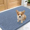 OLANLY Dog Door Mat for Muddy Paws 24x16, Absorbs Moisture and Dirt, Absorbent Non-Slip Washable Doormat, Quick Dry Chenille Mud Mat for Dogs, Entry Indoor Entryway Carpet for Inside Floor, Airy Blue