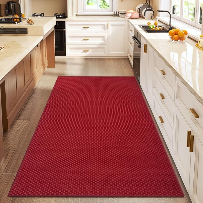 YDKGL 3x5 ft Area Rug Entryway Runner Rug Non Slip Washable, Boho Woven Kitchen Runner Rugs Door Mat Entry Rugs Carpet for Indoor Foyer Backdoor Hallway Floor Bedroom Living Room, Red