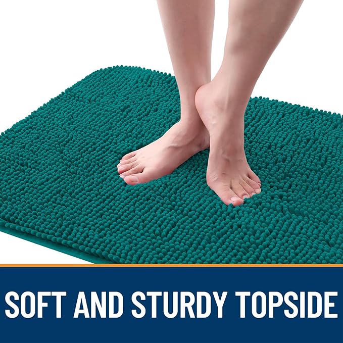 OLANLY Dog Door Mat for Muddy Paws 30x17, Absorbs Moisture and Dirt, Absorbent Non-Slip Washable Doormat, Quick Dry Chenille Mud Mat for Dogs, Entry Indoor Entryway Carpet for Inside Floor, Lake Blue