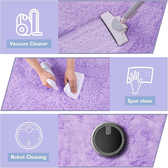 yulidayang Purple Fluffy Round Area Rugs for Bedroom,5'X5'Shag Circle Area Rugs for Girls Room,Non Slip Fuzzy Plush Rug for Kids Room Living Room and Dorm Home Decor Rug