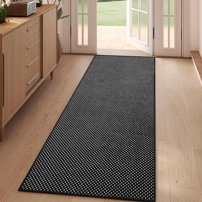 YDKGL 2x5 ft Hallway Runner Rug Boho Woven Washable Long Kitchen Runner Rugs Mat Non Slip, Soft Entryway Laundry Hall Runner Floor Carpet for Indoor Backdoor Bedroom Kitchen Living Room, Black