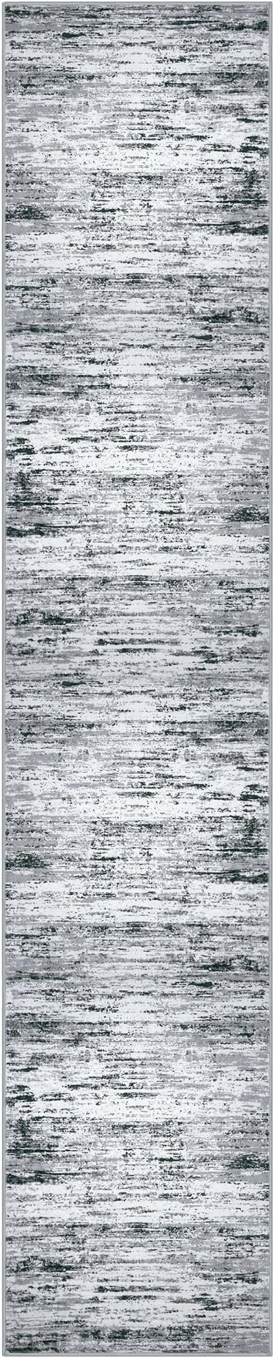 Lansny Modern Abstract Runner Rug 2x10, Black Grey White Washable Long Kitchen Runner Non-Slip Soft Hallway Rug Runner Thin Print Faux Wool Carpet for Entryway Bedroom Laundry Room Indoor Home Decor
