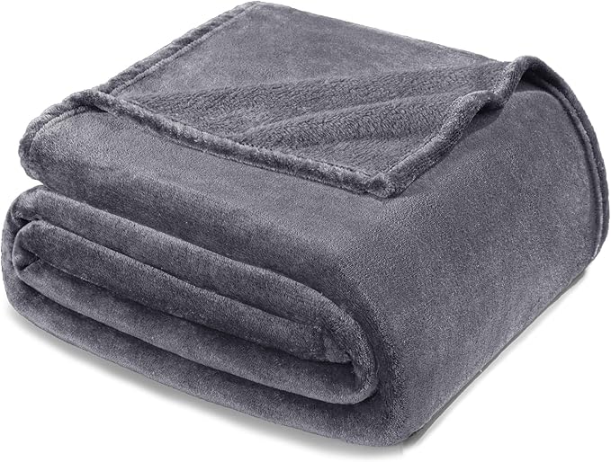 Exclusivo Mezcla Fleece Blanket Cal King Size for Bed, Super Soft and Warm, All Season, Cozy, Plush, Lightweight, 120x120 Inches, Dark Grey