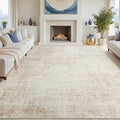 8x10 Area Rugs for Living Room Washable Rug: Anti-Skid Abstract Modern Living Room Rug Soft Thin Carpets Indoor Floor Non-Shedding Carpet for Bedroom Dining Farmhouse Nursery Home Office Beige White