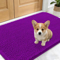 OLANLY Dog Door Mat for Muddy Paws 30x17, Absorbs Moisture and Dirt, Absorbent Non-Slip Washable Doormat, Quick Dry Chenille Mud Mat for Dogs, Entry Indoor Entryway Carpet for Inside Floor, Purple