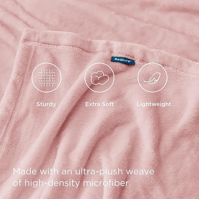 Bedsure GentleSoft Pink Throw Blanket for Couch - 300GSM Soft Cozy Fleece Blankets for Home Decor Gifts, 50x60 Inches