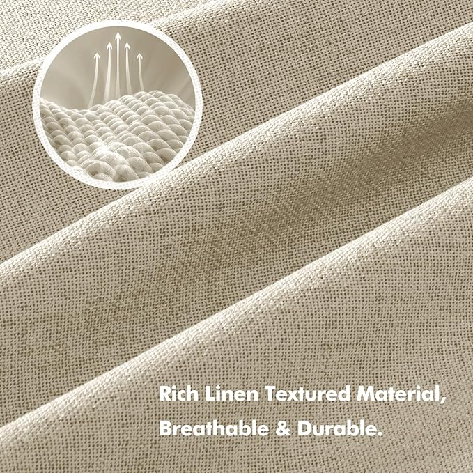 MIULEE 100% Blackout Linen Curtains for Bedroom, Cobblestone Solid Luxury Decor Thermal Insulation Room Darkening Drapes for Living Room Nursery Back Tab Rod Pocket 42 x 90 Inches, 2 Panels