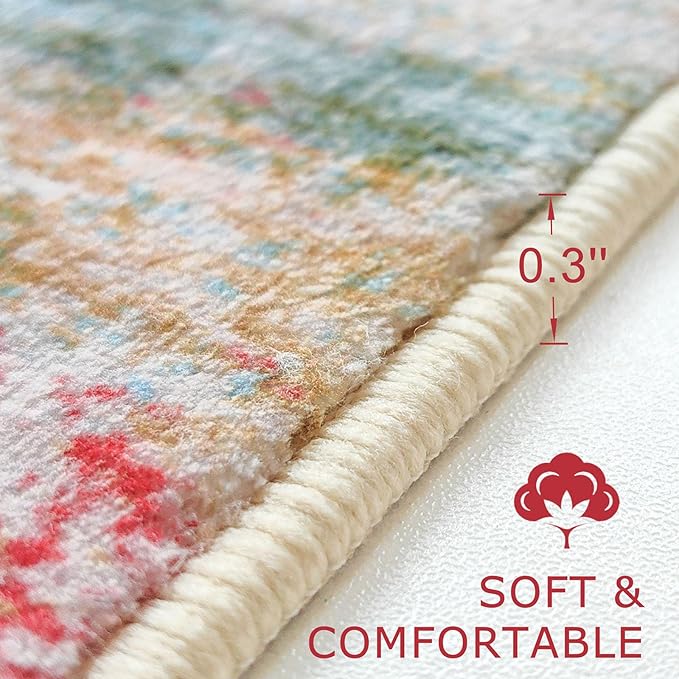 KOZYFLY Modern Abstract Hallway Runner Rug, 2x8 Washable Rug Runner Non-Slip Soft Kitchen Runner Rugs, Print Green Carpet Runner for Entryway Bathroom Laundry Room Foyer