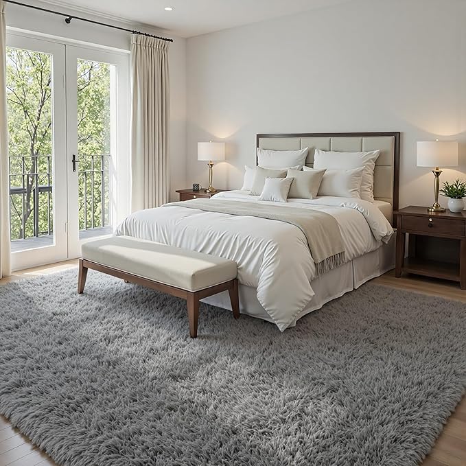 5x7 Area Rugs for Living Room Rug: Soft Fluffy Shag Light Gray Rugs for Bedroom, Non-Slip Large Fuzzy Plush Rug Indoor Floor Carpet for Nursery Kids Boys Girls Room, Dorms, Playroom, Modern Home Decor