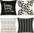 YCOLL Pillow Covers 18x18 Set of 4, Modern Sofa Throw Pillow Cover, Decorative Outdoor Linen Fabric Pillow Case for Couch Bed Car, Black