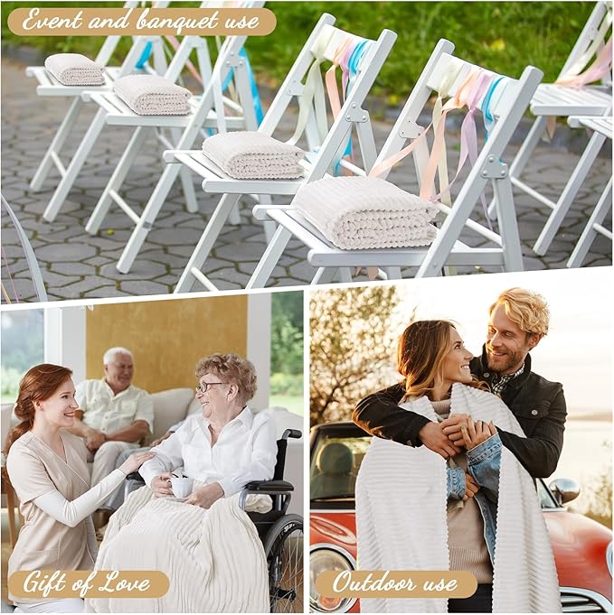Buryeah 6 Pcs Flannel Throw Blanket Bulk 50 x 60 in Sleepover Blanket Outdoor Wedding Throw Lightweight, Oeko-tex Standard 100 Certified for Sofa Homeless Gifts (Cream White)