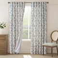 jinchan Lined Linen Floral Curtains for Living Room, 84 Inch Length Printed Flower Farmhouse Patterned French Country Back Tab Blue Window Drapes Set Privacy Bedroom Curtains, 2 Panels
