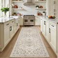 Hallway Runner Rug Non Slip - Washable 2.6x8 Kitchen Rugs for Living Room, Low-Pile Soft Bedroom Rug Indoor Floor Stain Resistant Carpets for Entryway, Laundry, Bathroom Beige