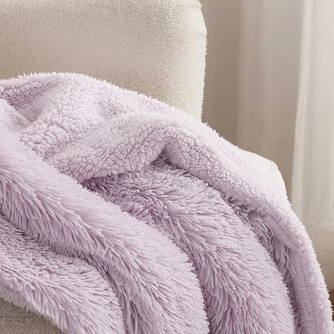 Bedsure GentleSoft Fluffy Lavender Purple Throw Blanket, Purple Decor Lilac Gifts for Teen Girls Women, Soft Cozy Fuzzy Plush Warm Thick Sherpa Fleece Faux Fur Blanket, Birthday Gifts for Her, 50x60
