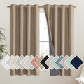 NICETOWN Burlap Vintage Open Linen Weave Flax Thermal Curtains, 100% Blackout Curtains 48" Long for Dining Room, Soundproof Window Treatment Drapes for Hall Room, 52" Wide Per Panel, Set of 2