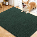 OLANLY Dog Door Mat for Muddy Paws 40x32, Absorbs Moisture and Dirt, Absorbent Non-Slip Washable Doormat, Quick Dry Chenille Mud Mat, Entry Indoor Entryway Carpet for Inside Floor, Blackish Green