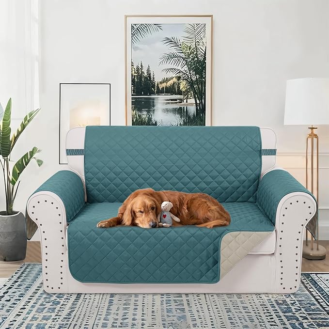 Reversible Loveseat Sofa Covers Couch Cover Furniture Protector(Loveseat,Blue/Beige)