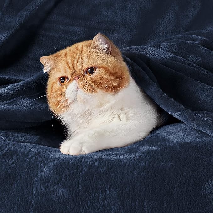 Bedsure GentleSoft Fleece Blanket Twin Size Navy Blue - 300GSM Lightweight Plush Fuzzy Cozy Soft Warm Blanket for Bed, Sofa, Couch, Travel, Camping, 60x80 inches