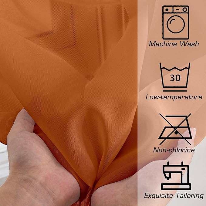 OWENIE Sheer Curtains 72 Inches Long 2 Panels Set, Light Filtering Sheer Curtain Rod Pocket Clear Drapes for Living Room Bedroom Window Sliding Door, Each 42 x 72 Inch, Orange