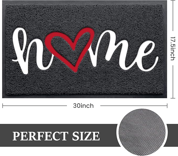 BeneathYourFeet Door Mat, Welcome Mat Low Profile Floor Mat Front Doormat Indoor and Outdoor Doormat Non Slip Rugs for Entryway, Patio, High Traffic Areas (30"x17.5", Black-Home)