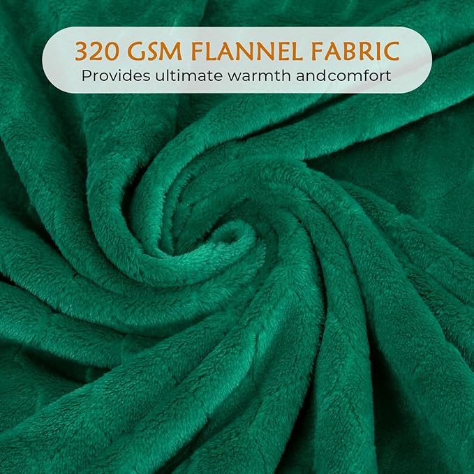 TOONOW Fleece Blanket Textured Fuzzy Plush Throw Blanket Twin Size 60" x 80", Super Soft Fluffy Bed Blanket Geometric Pattern Comfy Microfiber Flannel Blankets for Couch, Bed, Sofa, Emerald