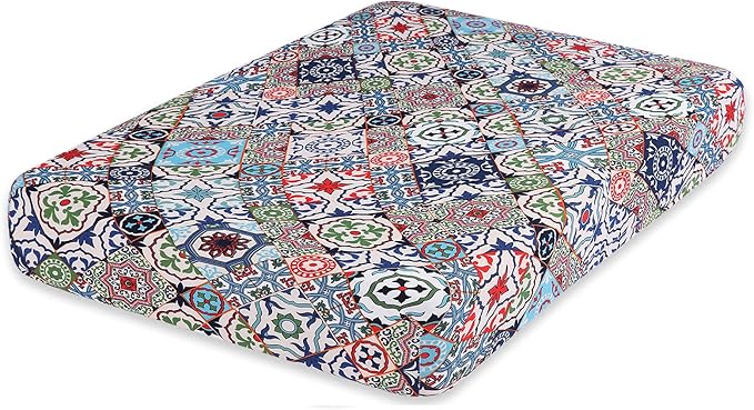 hyha Printed Couch Cushion Covers, Floral Sofa Covers Washable for 2 Cushion Couch, Stretch Pattern Outdoor Cushion Covers for Patio Furniture with Elastic Bottom(Medium, Patchwork Moroccan)
