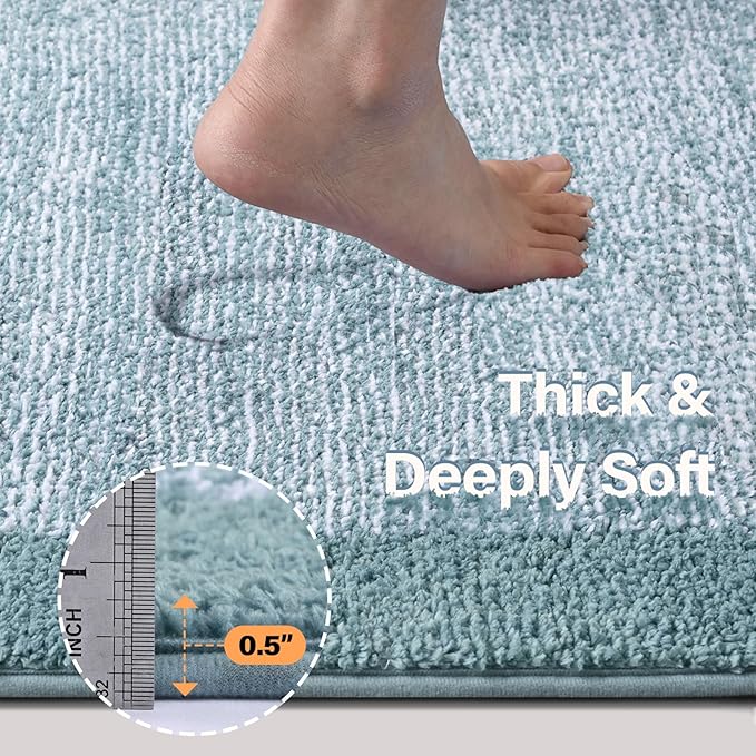 Bathroom Rugs 30x20 Non Slip Washable, Dusty Blue Bath Mat for Bathroom Floor Tub, Soft Absorbent Quick Dry Mats for Shower, Bathtub,Home Decor