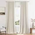 Guken 100% Blackout Linen Curtains 126 Inch Length 2 Panels Set for Living Room Bedroom Back Tab Thermal Insulated Black Out Drapes Room Darkening Farmhouse Style for Bedroom Window Curtains 52x126