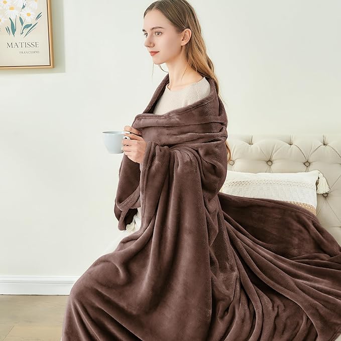 BEDELITE Fleece Blanket Twin Size Brown Throw Blankets for Couch & Bed, Luxury Plush Cozy Fuzzy Blanket 60x80 inches, Super Soft Warm Lightweight Throw Blanket for Travel Camping