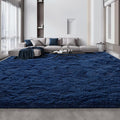 Deerhoo Large Shag Area Rugs 10 x 14, Plush Fuzzy Rugs for Living Room, Ultra Soft Fluffy Furry Rug for Bedroom, Anti-Skid Indoor Solid Carpet Nursery Rugs for Kids Room Home Decor, Navy Blue