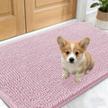OLANLY Dog Door Mat for Muddy Paws 30x17, Absorbs Moisture and Dirt, Absorbent Non-Slip Washable Doormat, Quick Dry Chenille Mud Mat for Dogs, Entry Indoor Entryway Carpet for Inside Floor, Dusty Rose