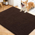 OLANLY Dog Door Mat for Muddy Paws 40x32, Absorbs Moisture and Dirt, Absorbent Non-Slip Washable Doormat, Quick Dry Chenille Mud Mat for Dogs, Entry Indoor Entryway Carpet for Inside Floor, Brown