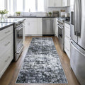 2.6'x8' Runner Rug Washable Rug;Modern Abstract Soft Thin Runner Rug Black