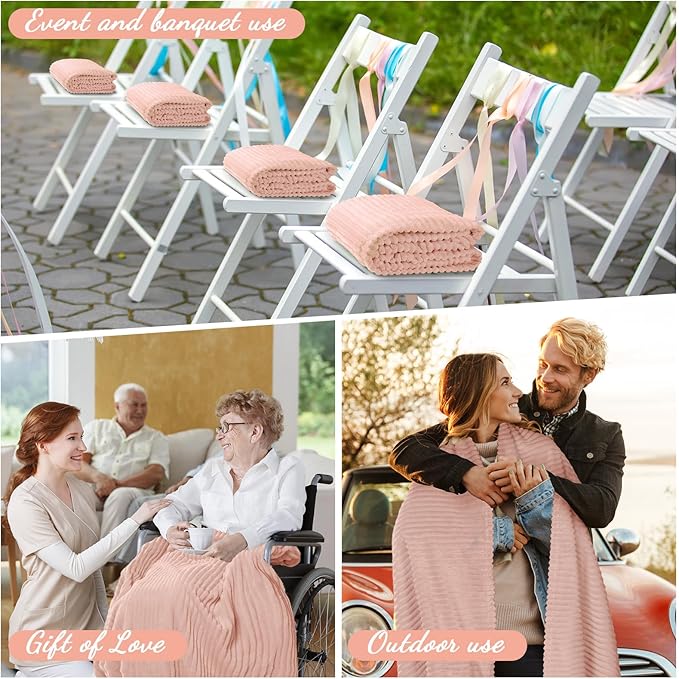 Buryeah 6 Pcs Flannel Throw Blanket Bulk 50 x 60 in Sleepover Blanket Outdoor Wedding Throw Lightweight, Oeko-tex Standard 100 Certified for Sofa Homeless Gifts (Pastel Pink)