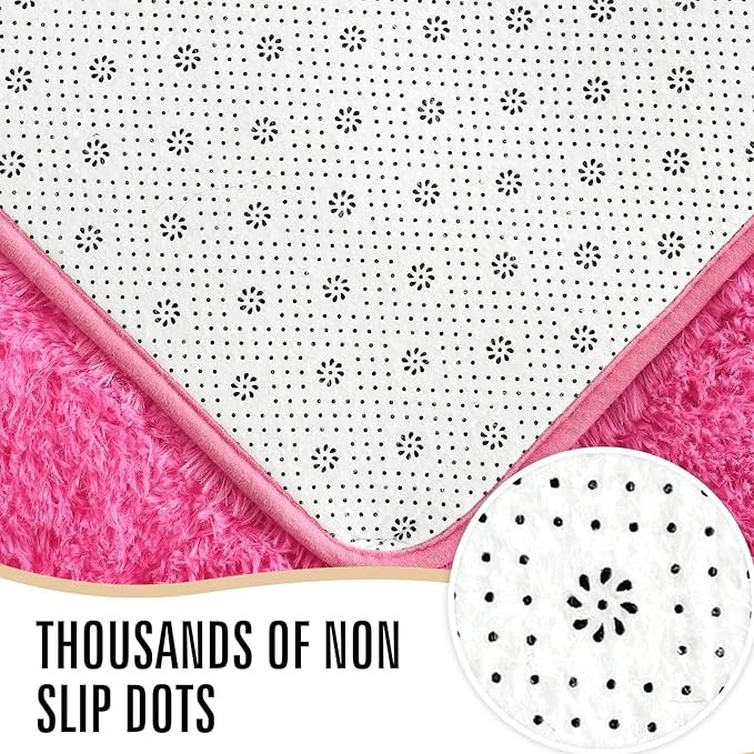 LOCHAS Ultra Soft Indoor Modern Area Rugs Fluffy Living Room Carpets for Children Bedroom Home Decor Nursery Rug 3x5 Feet, Hot Pink