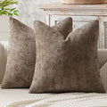 MIULEE Pack of 2 Couch Throw Pillow Covers 20x20 Inch Brown Boho Accent Decorative Pillow Covers Soft Chenille Farmhouse Cushion Covers for Home Decor Bed Sofa Living Room